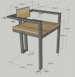 Dessin projet d'une chaise de salle à manger à réaliser en tube rectangle acier 50x30, assise et dosseret en chêne lamellé collé ou massif épaisseur 22mm.