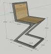 Dessin projet d'une chaise de salle à manger à réaliser en tube carré acier 30x30, assise et dosseret en chêne lamellé collé ou massif épaisseur 22mm.