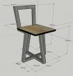 Dessin projet d'une chaise de salle à manger à réaliser en tube rectangle acier 50x30, assise et dosseret en chêne lamellé collé ou massif épaisseur 22mm.